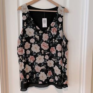 Torrid Black Floral Double Layer Tank